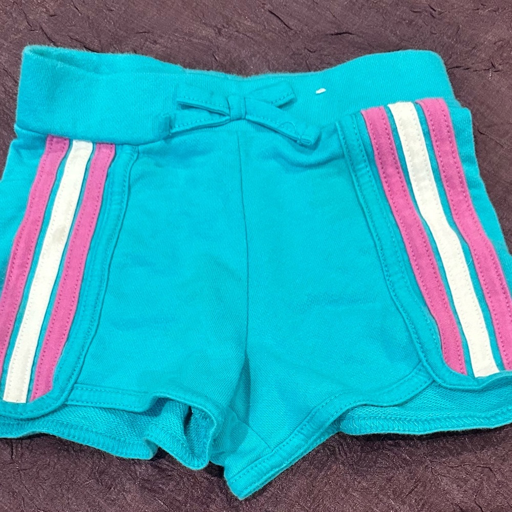 Teal Shorts with Pink and White Stripes